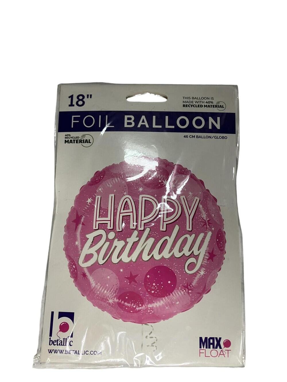 Betallic Happy Birthday Foil Balloon 18in Pink Round Polka Dot